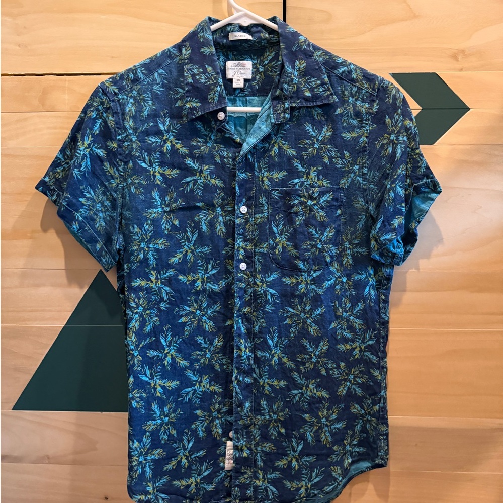 Jcrew Men's Blue Tropical Print Shirt